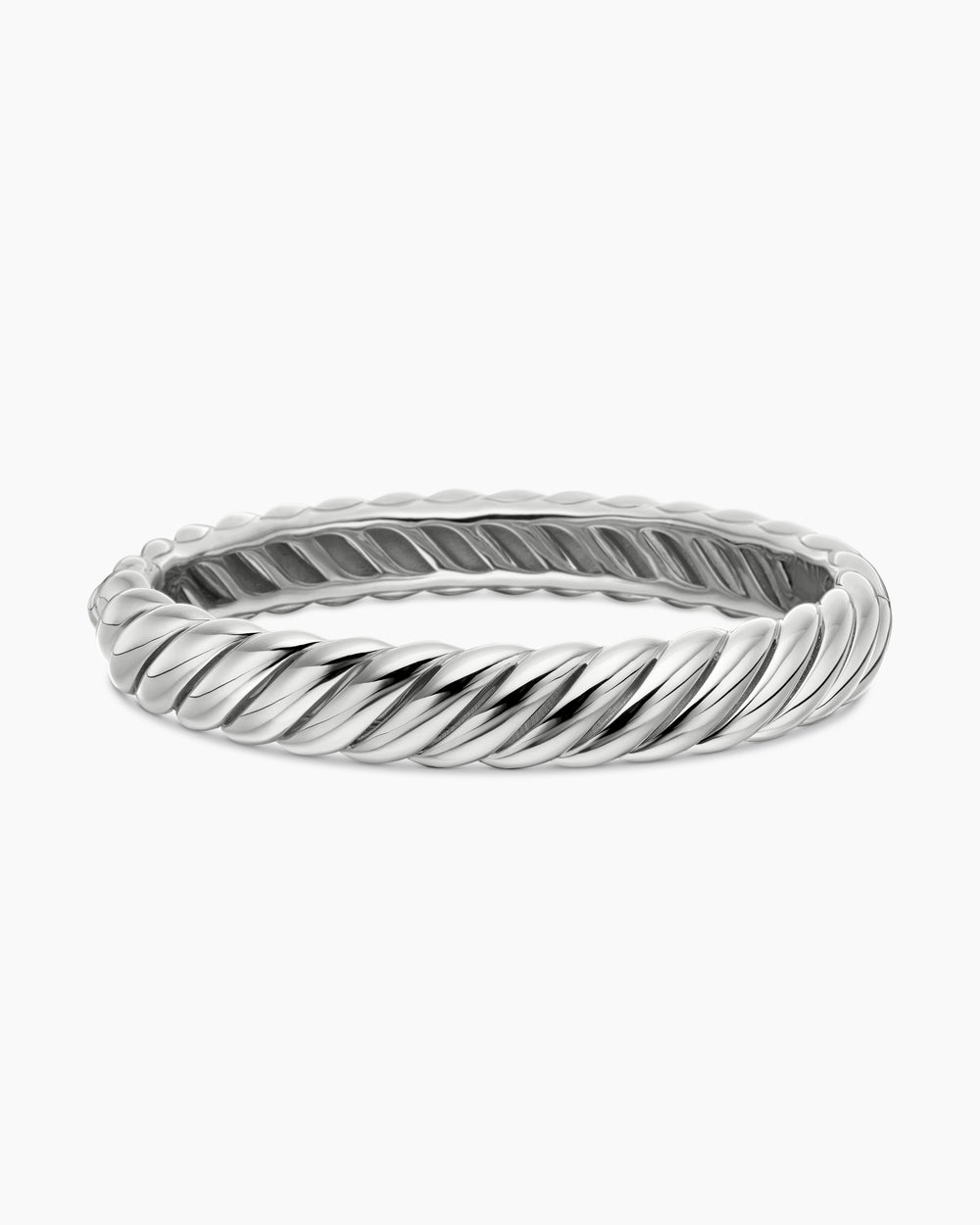 Womens Sculpted Cable Bracelet in Sterling Silver, 10mm