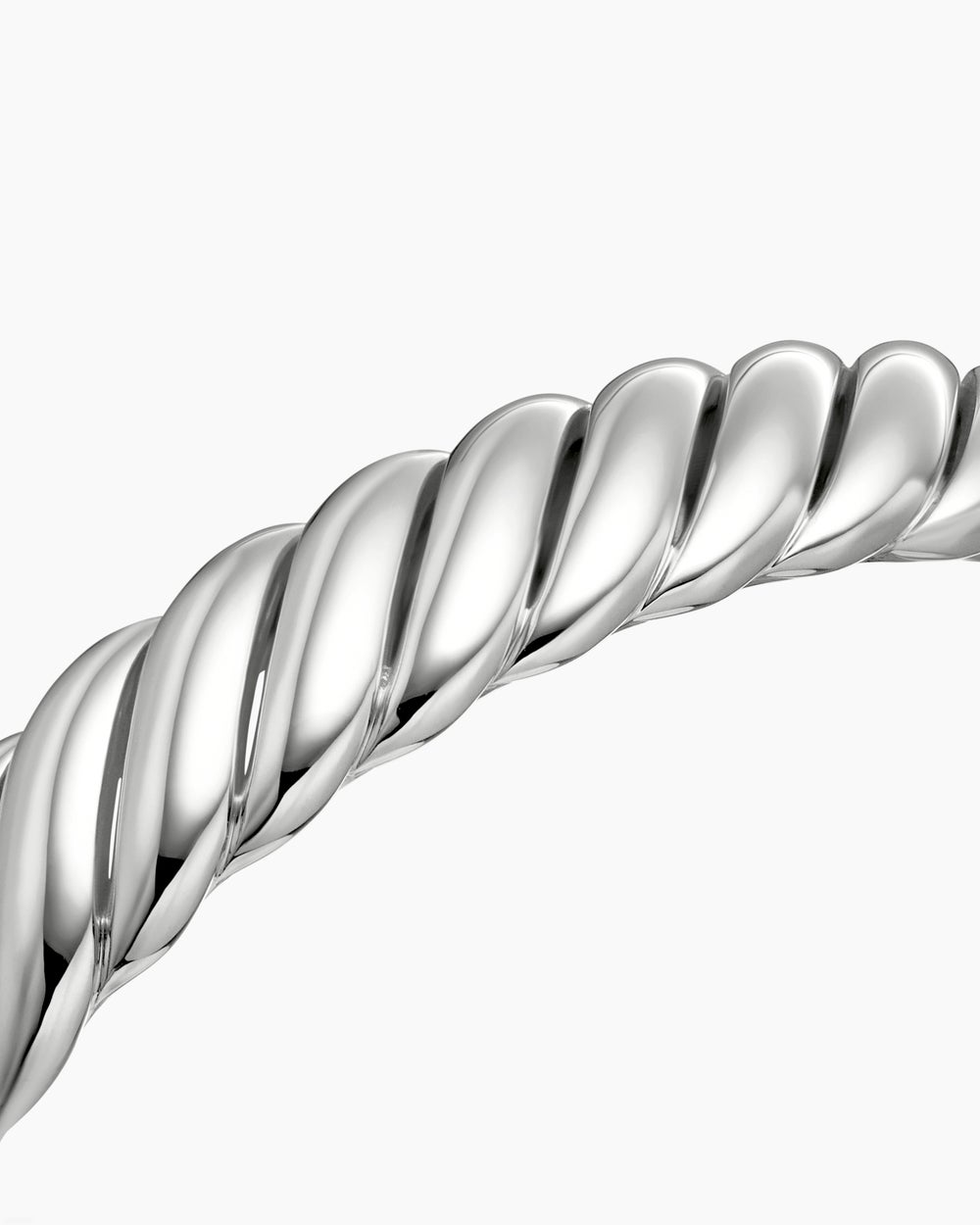 Womens Sculpted Cable Bracelet in Sterling Silver, 10mm