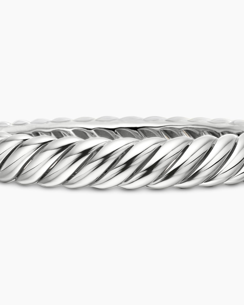 Womens Sculpted Cable Bracelet in Sterling Silver, 10mm