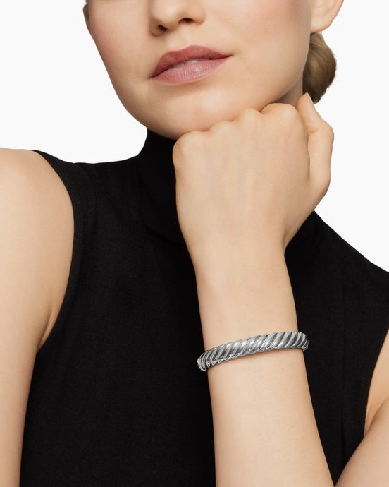Sculpted Cable Bracelet in Sterling Silver, 10mm