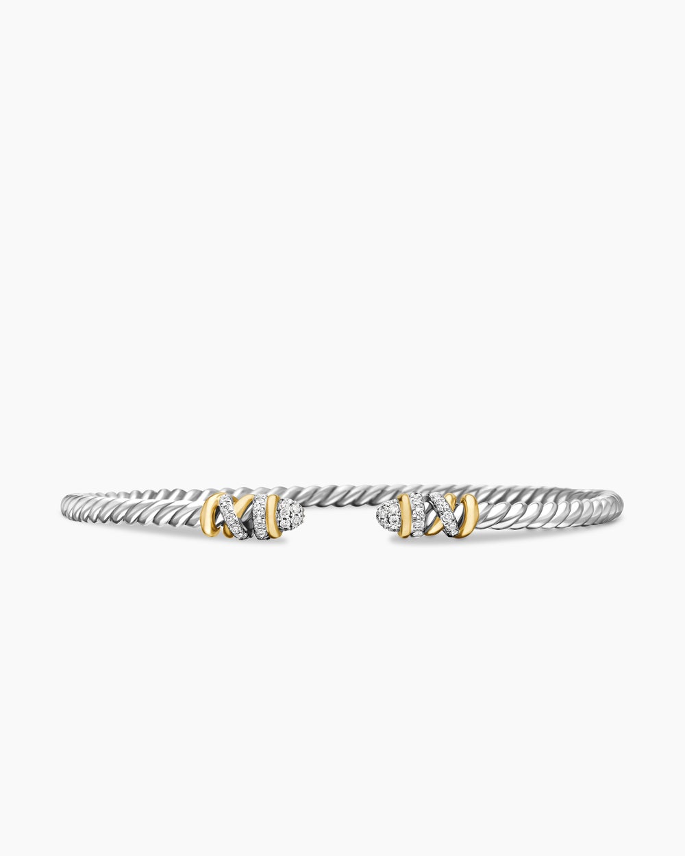 Bracelet Classic Cable Petite Helena en argent sterling avec or jaune 18 carats et diamants, 3 mm femmes