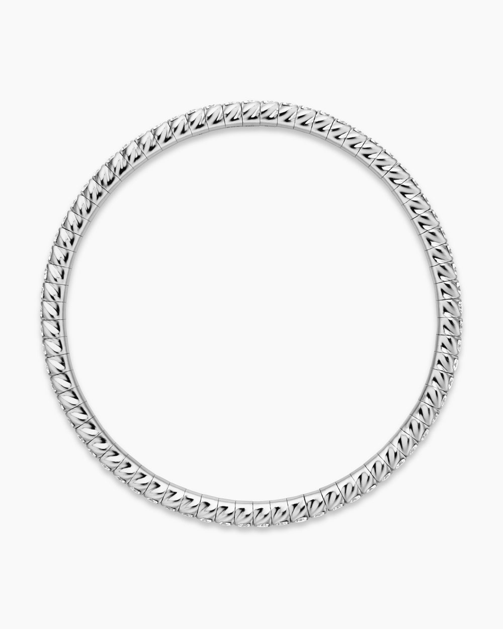 Womens Pavé Stretch Bracelet in 18K White Gold, 3mm