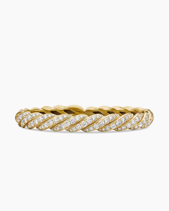 Sculpted Cable Flex® Bracelet in 18K Yellow Gold with Diamonds, 7.8mm