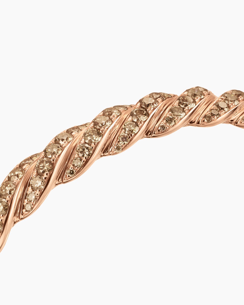 Womens Sculpted Cable Flex Bracelet in 18K Rose Gold with Diamonds, 7.8mm