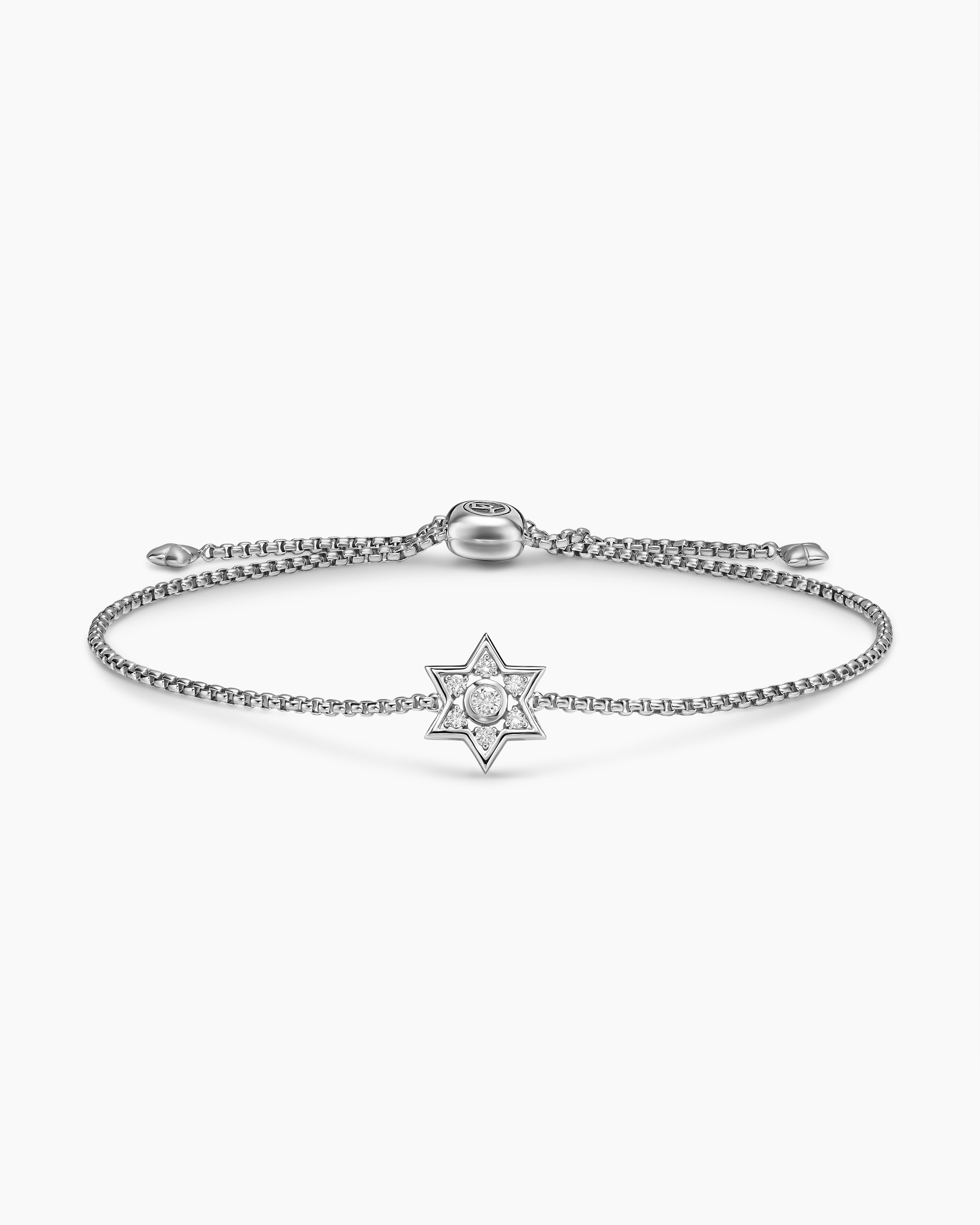 Bracelet &agrave; motif intercal&eacute; avec &Eacute;toile de David en argent sterling avec diamants, 12 mm femmes 