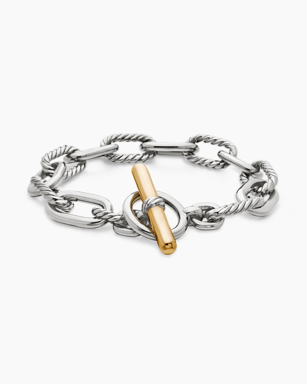 Womens DY Madison Toggle Chain Bracelet in Sterling Silver with 18K Yellow Gold, 11mm