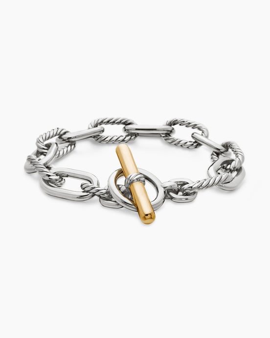 DY Madison® Toggle Chain Bracelet in Sterling Silver with 18K Yellow Gold, 11mm