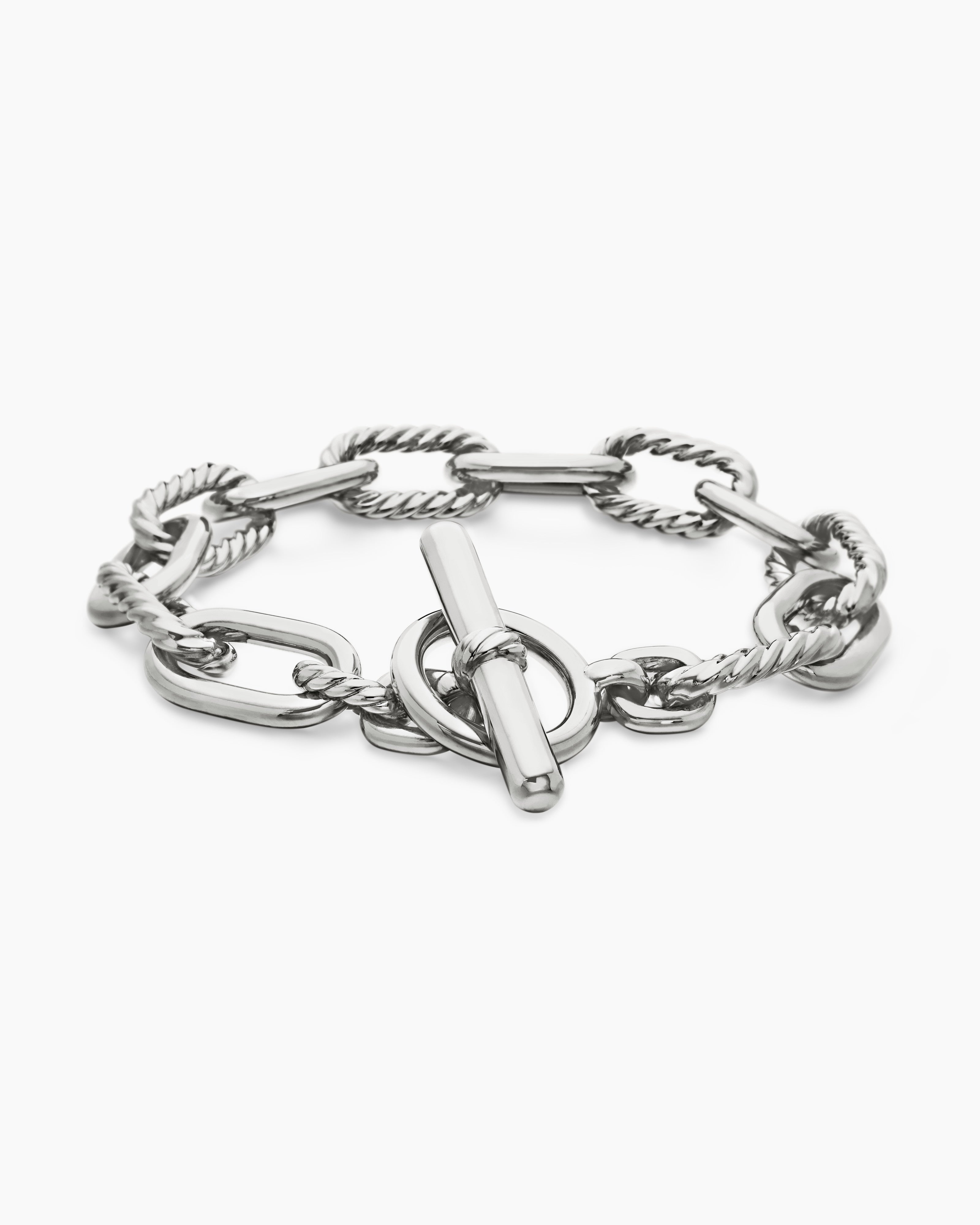 Bracelet cha&icirc;ne &agrave; fermoir en T DY Madison en argent sterling, 11 mm pour femmes 