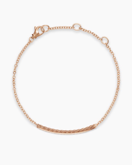 Petite Pavé Bar Bracelet in 18K Rose Gold with Cognac Diamonds, 1.7mm