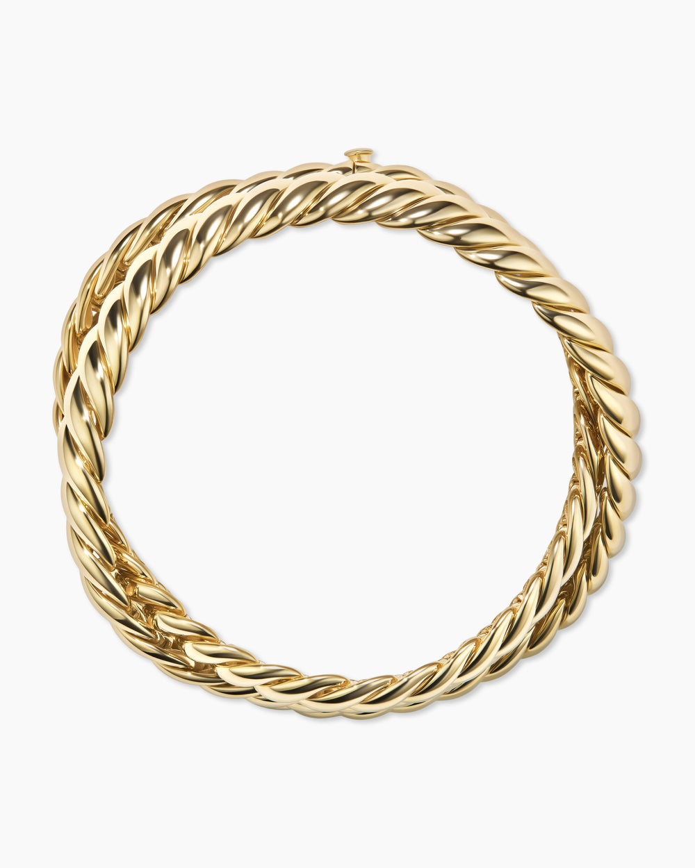 Womens Sculpted Cable Triple Wrap Bracelet in 18K Yellow Gold, 8.5mm