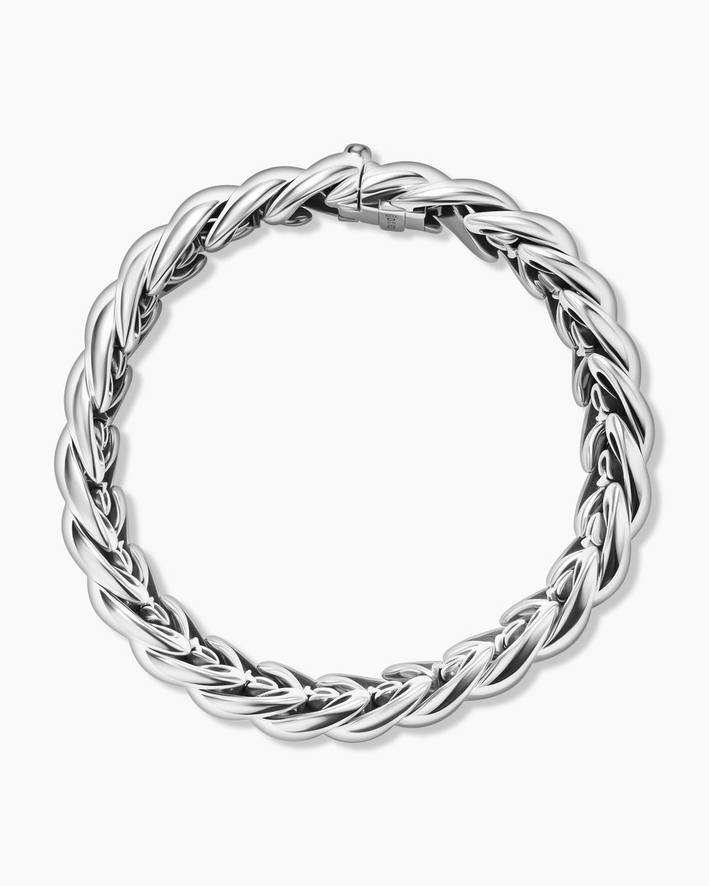 Womens Sculpted Cable Bracelet in Sterling Silver, 14mm