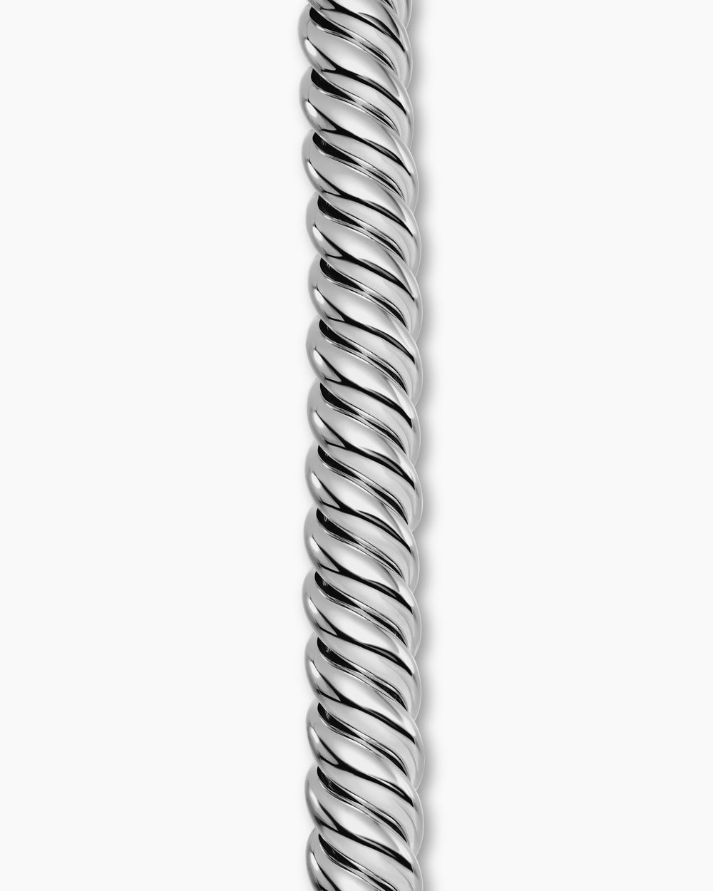 Womens Sculpted Cable Bracelet in Sterling Silver, 14mm