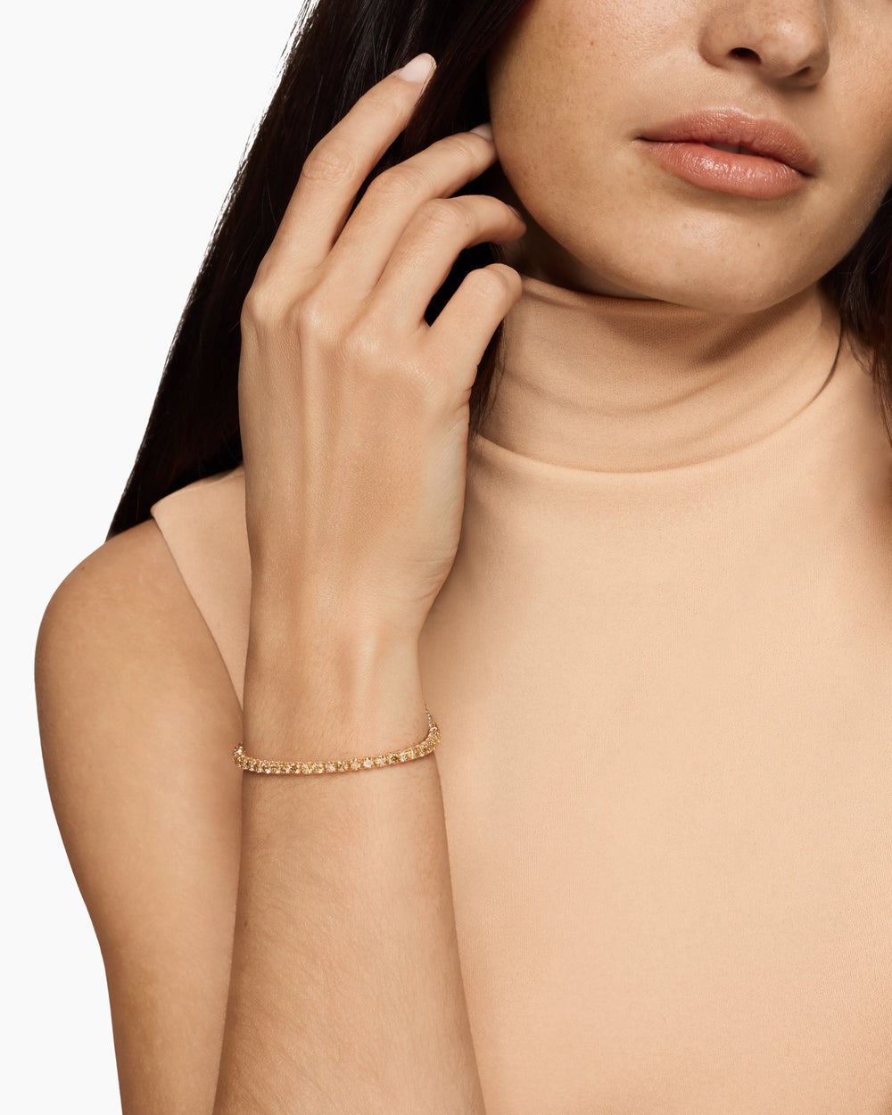 Womens Tennis Bracelet in 18K Rose Gold with Diamonds, 3mm