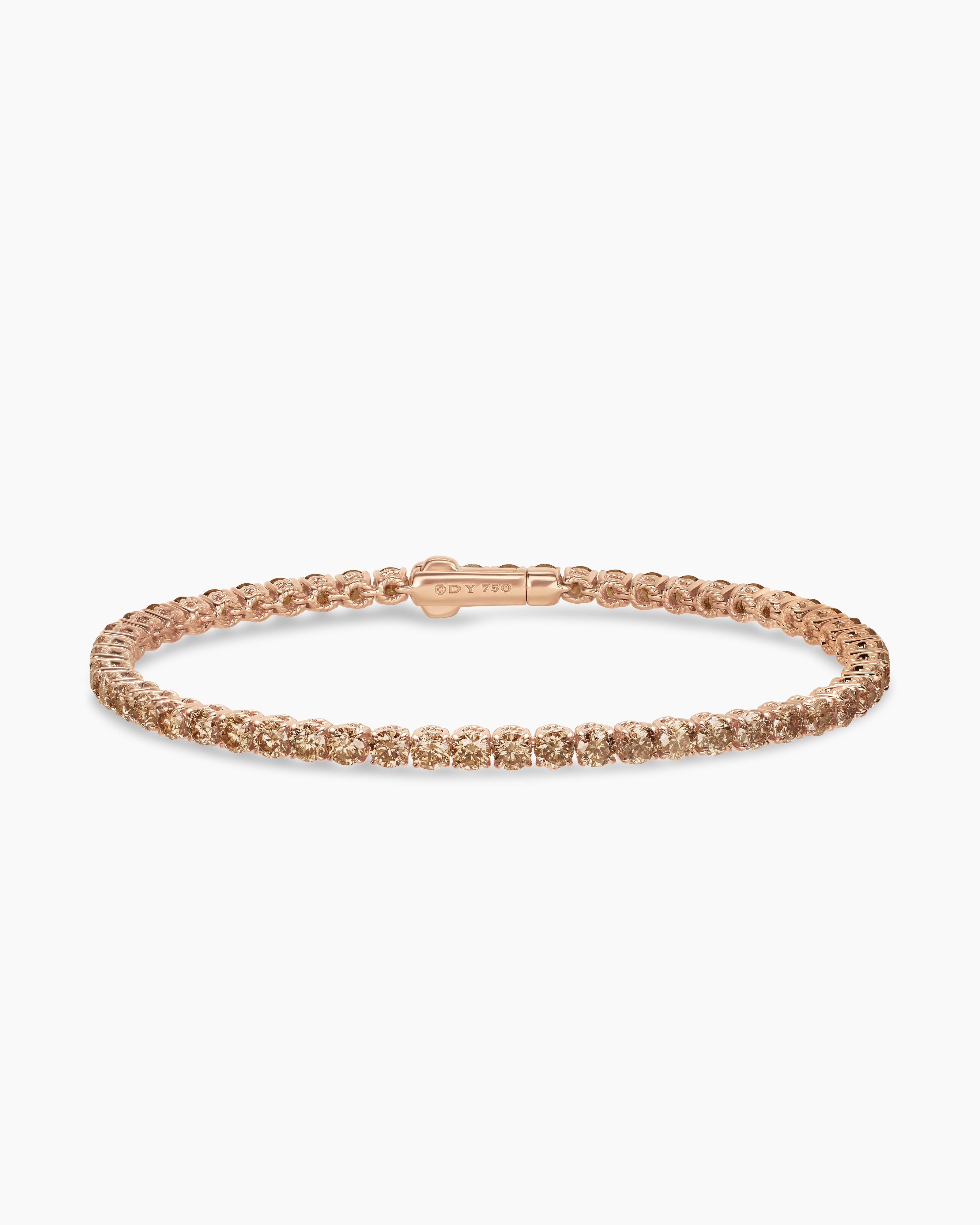 Womens Tennis Bracelet in 18K Rose Gold with Diamonds, 3mm