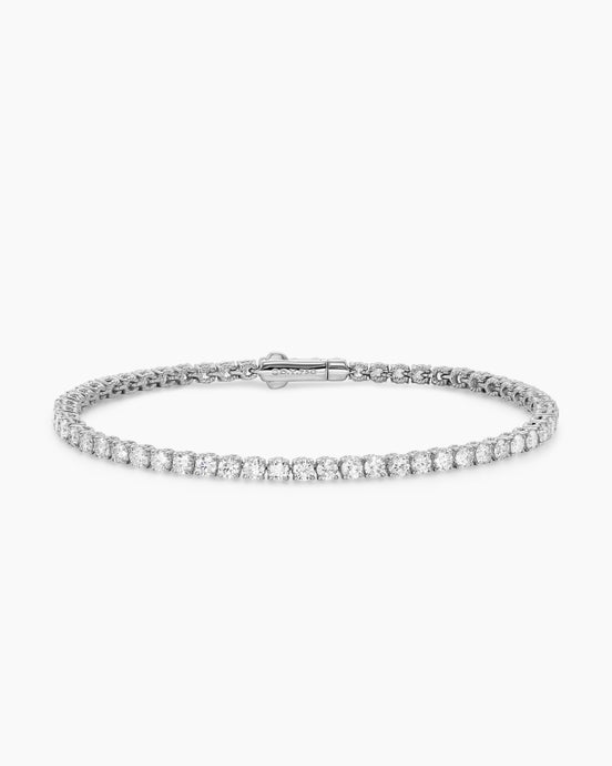 Tennis Bracelet in 18K White Gold with Diamonds, 3mm