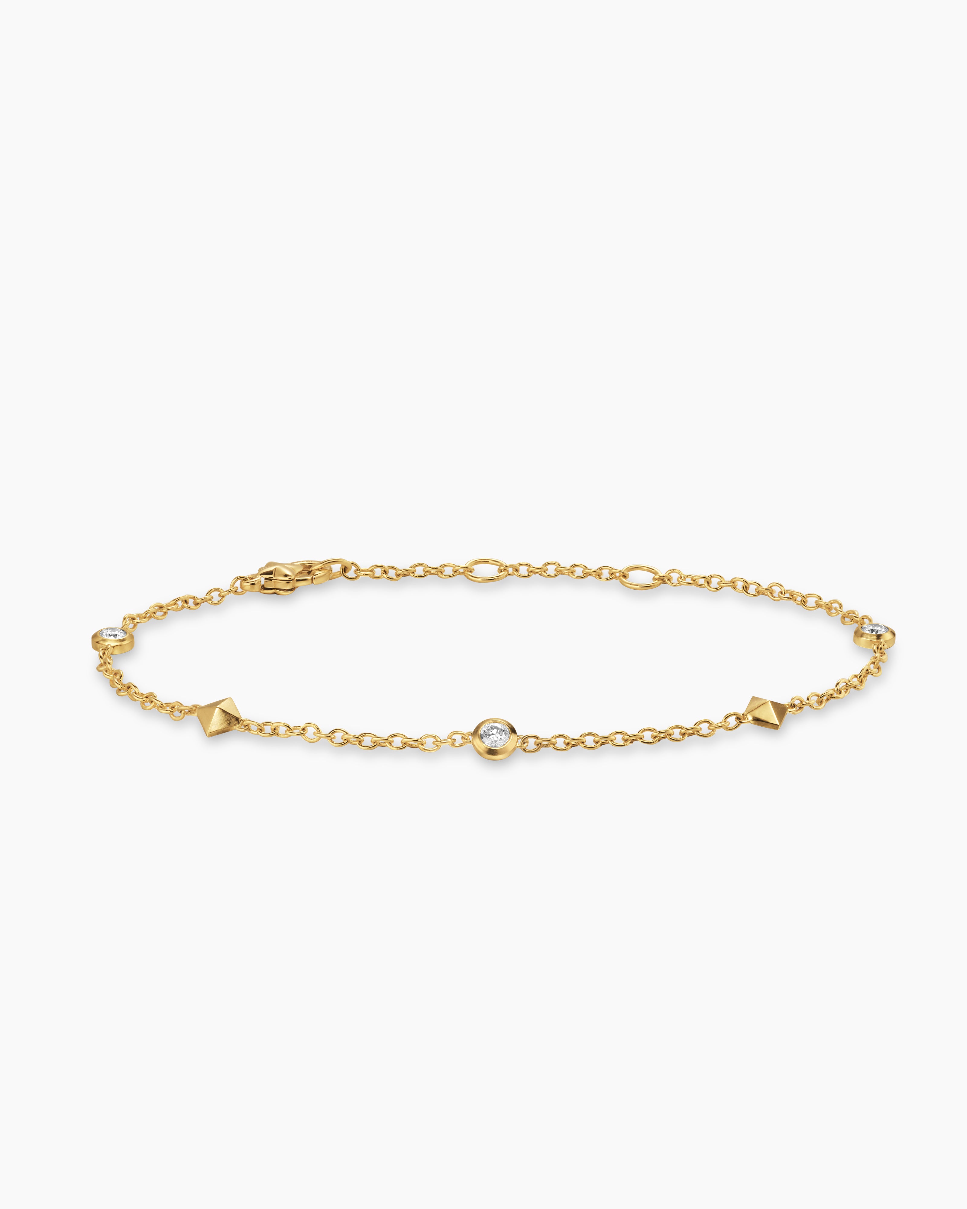 Bracelet &agrave; station Petite Modern Renaissance&reg; en or jaune 18 carats avec diamants, 4,6 mm pour femmes 
