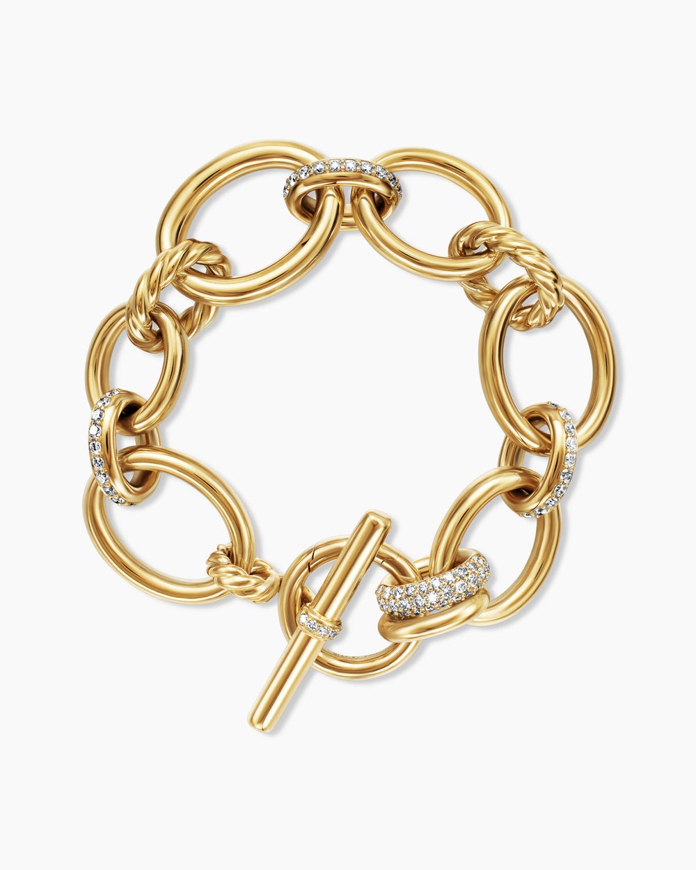 Womens DY Mercer® Chain Bracelet in 18K Yellow Gold with Diamonds, 20mm