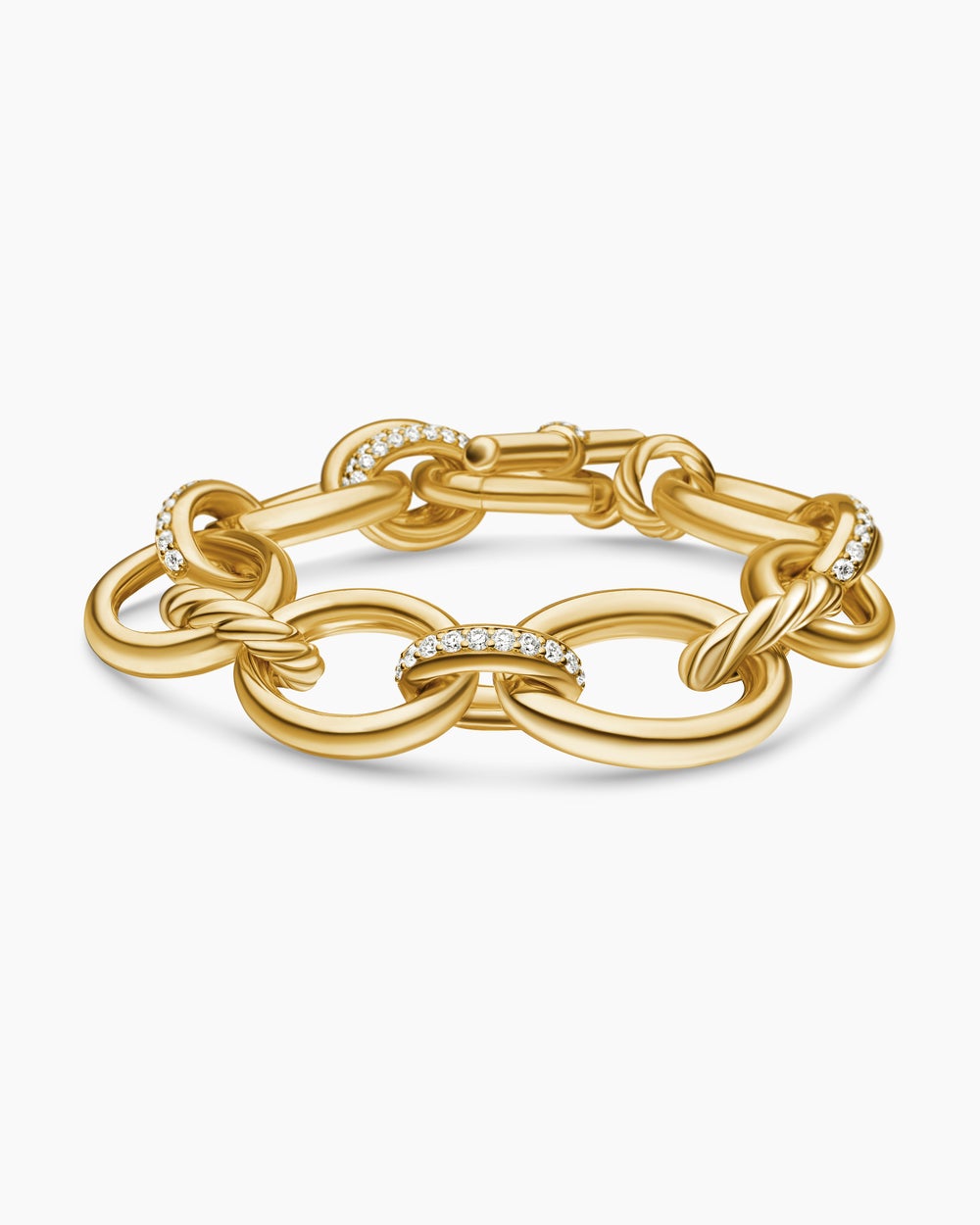 Womens DY Mercer® Chain Bracelet in 18K Yellow Gold with Diamonds, 20mm