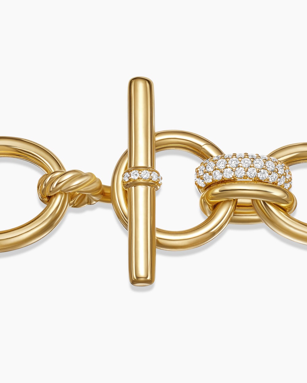 Womens DY Mercer® Chain Bracelet in 18K Yellow Gold with Diamonds, 20mm