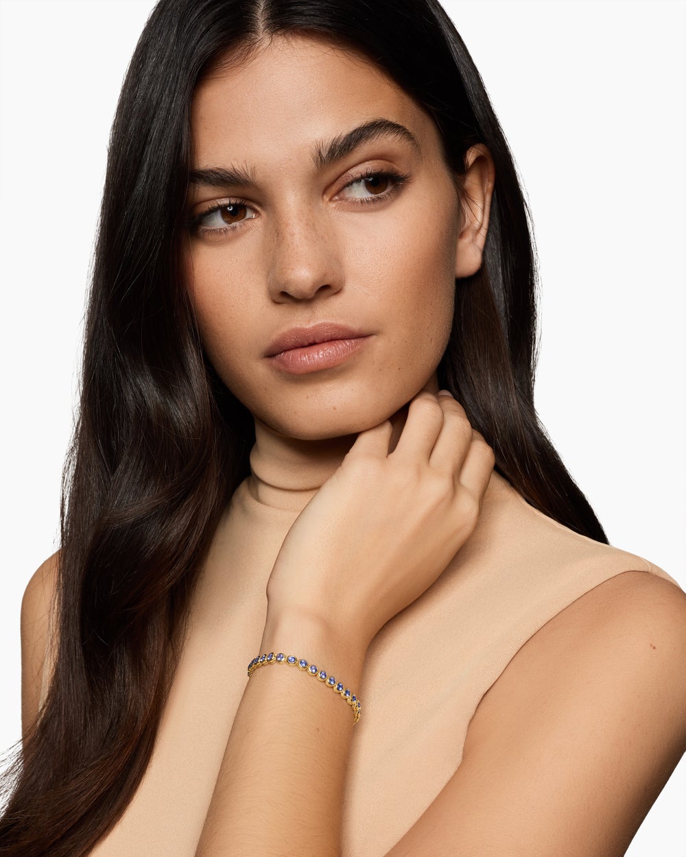 Womens Bezel Set Tennis Bracelet in 18K Yellow Gold, 4.7mm