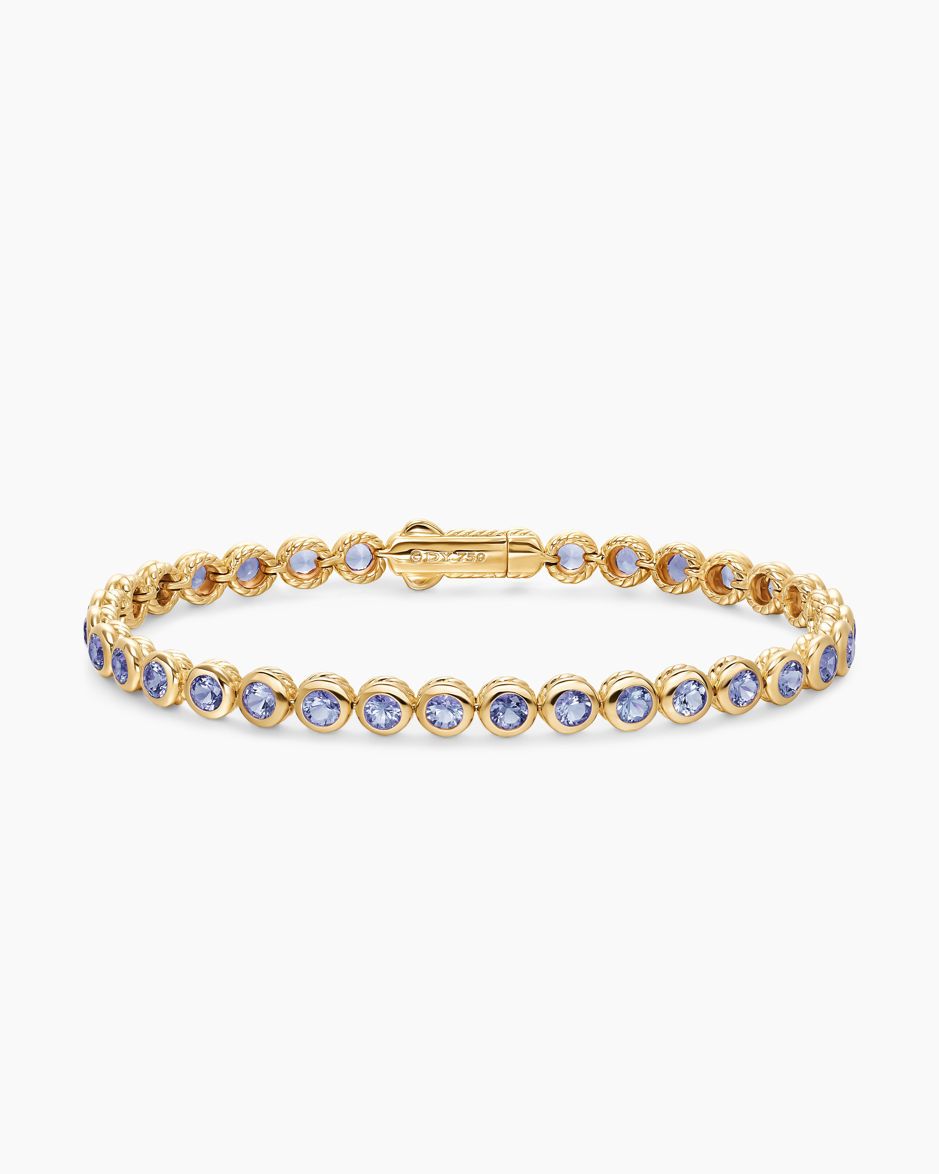 Womens Bezel Set Tennis Bracelet in 18K Yellow Gold, 4.7mm