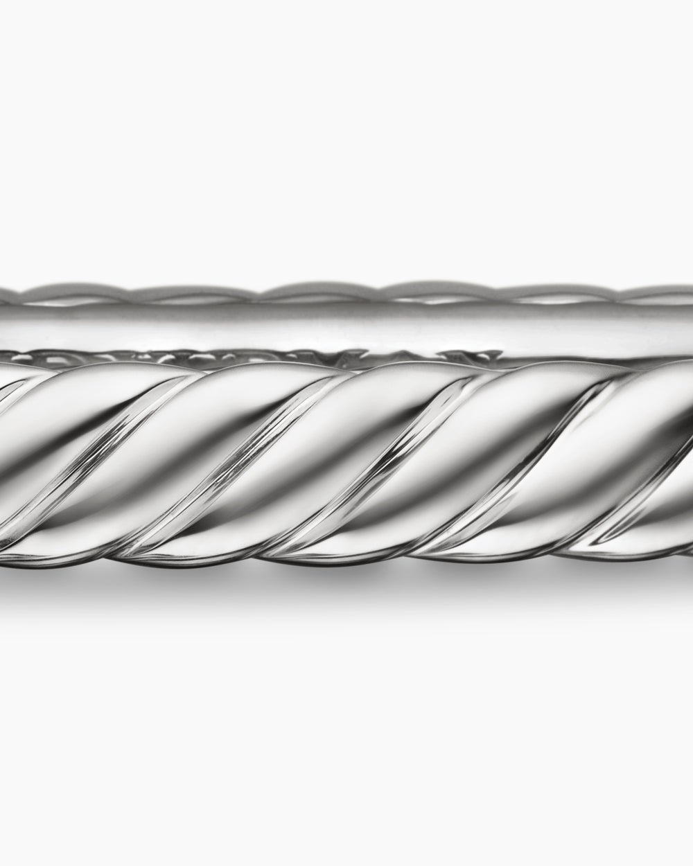 Womens Sculpted Cable Bangle Bracelet in 18K White Gold, 4.6mm