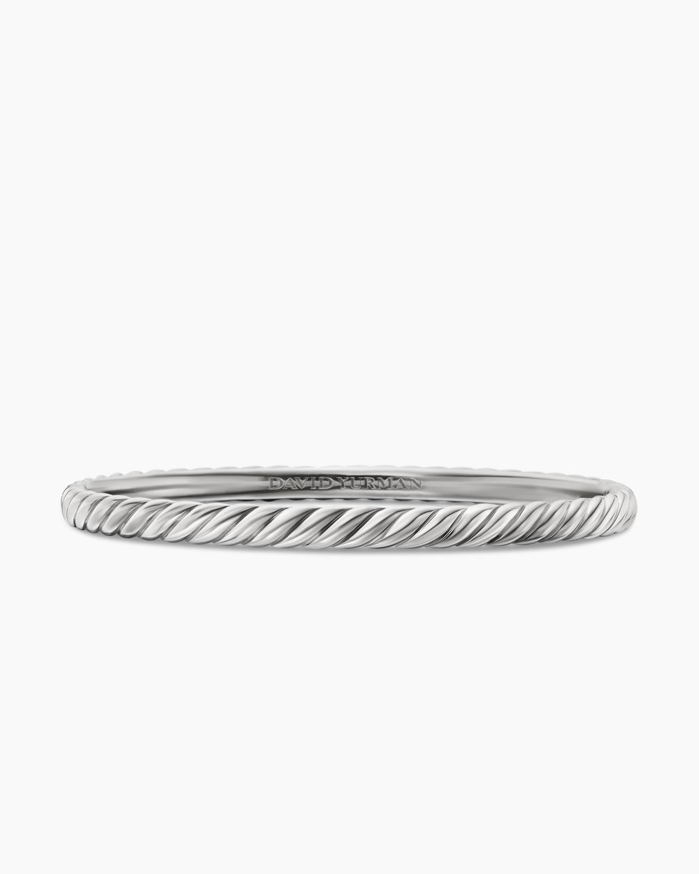 Womens Sculpted Cable Bangle Bracelet in 18K White Gold, 4.6mm