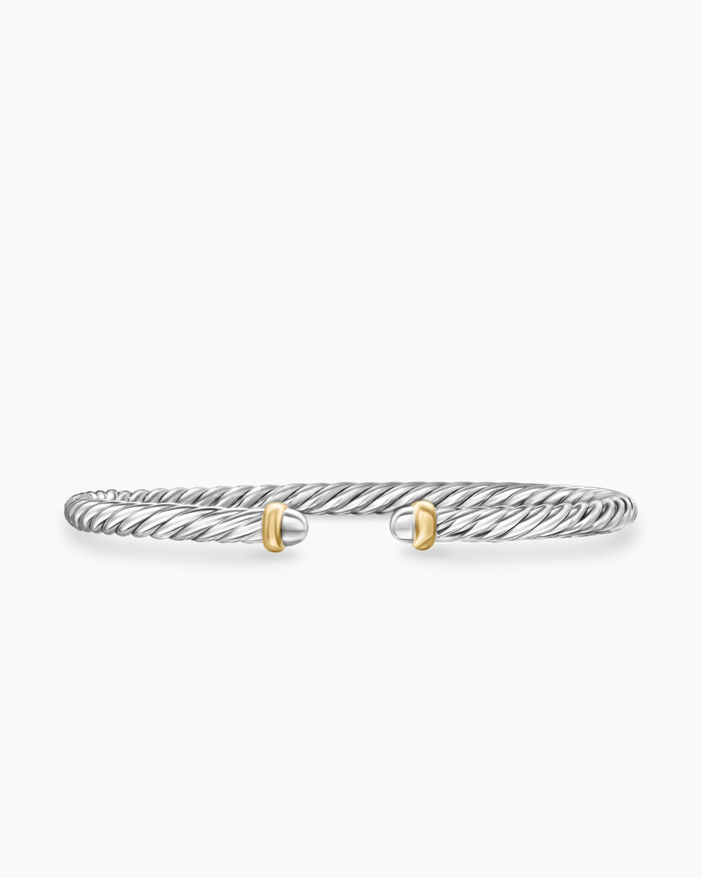 Womens Cable Flex Bracelet in Sterling Silver with 14K Yellow Gold, 4mm