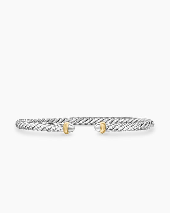 Bracelet Cable Flex en argent sterling avec or jaune 14 carats, 4 mm