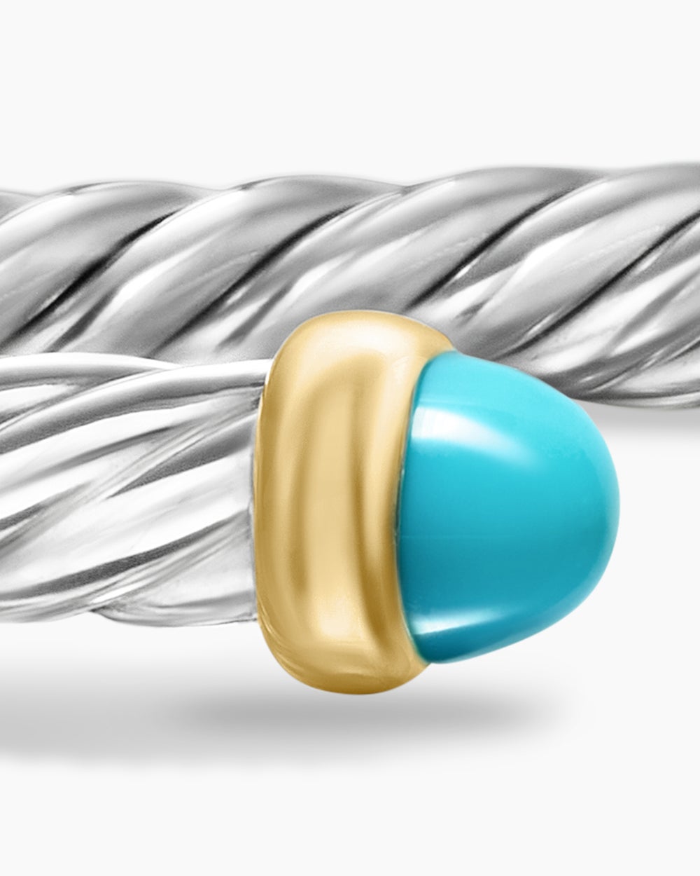 Womens Cable Flex Bracelet in Sterling Silver with 14K Yellow Gold, 4mm