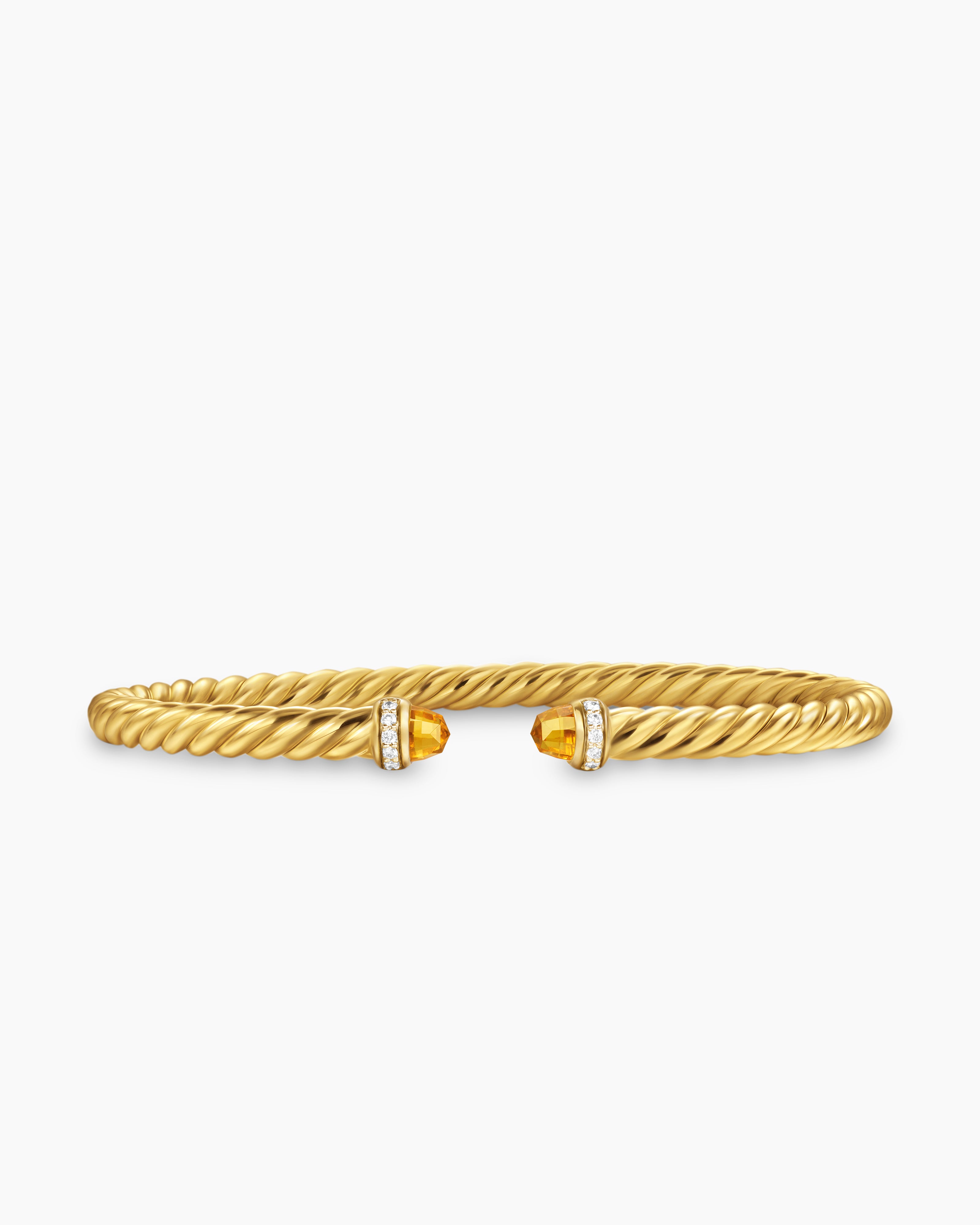 Womens Cablespira Flex Bracelet in 18ct Yellow Gold with Diamonds, 4mm