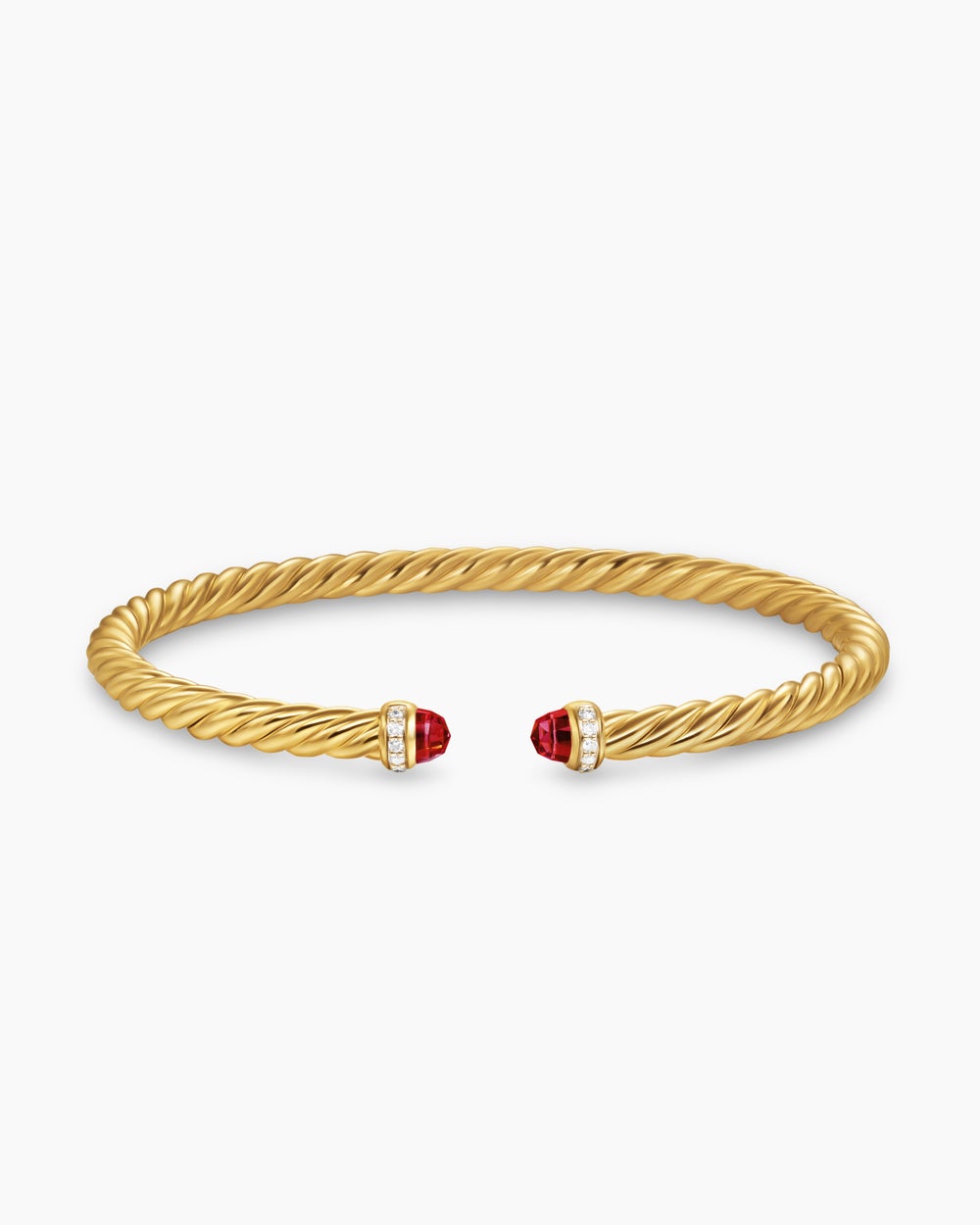 Womens Cablespira Flex Bracelet in 18K Yellow Gold with Diamonds, 4mm