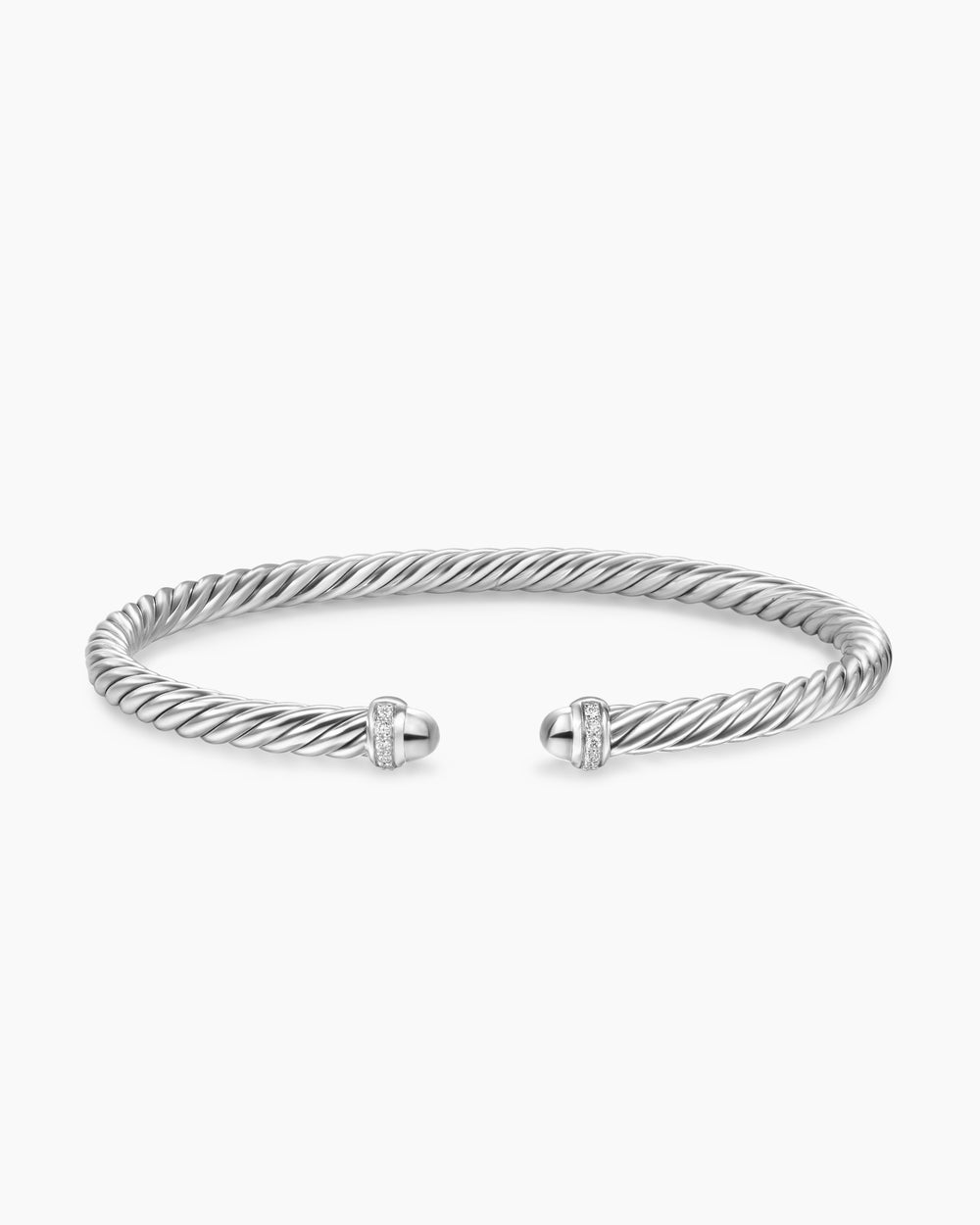 Womens Cable Flex Bracelet in Sterling Silver with Diamonds, 4mm