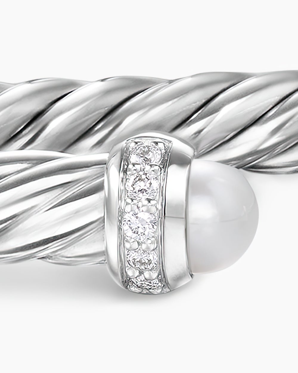 Womens Cable Flex Bracelet in Sterling Silver with Diamonds, 4mm