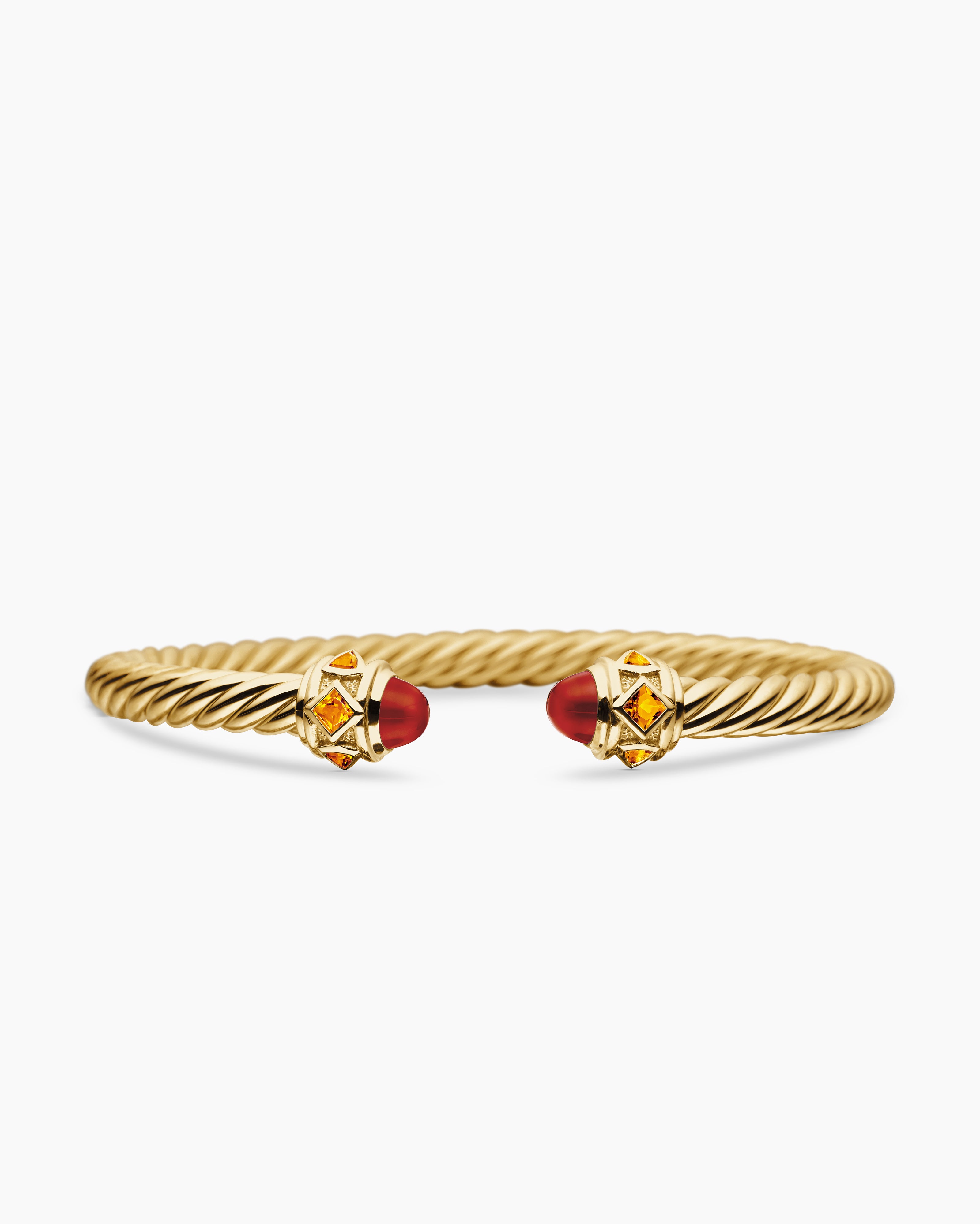 Womens Renaissance&reg; Cablespira&reg; Flex Bracelet in 18K Yellow Gold with Carnelian and Citrine, 5mm