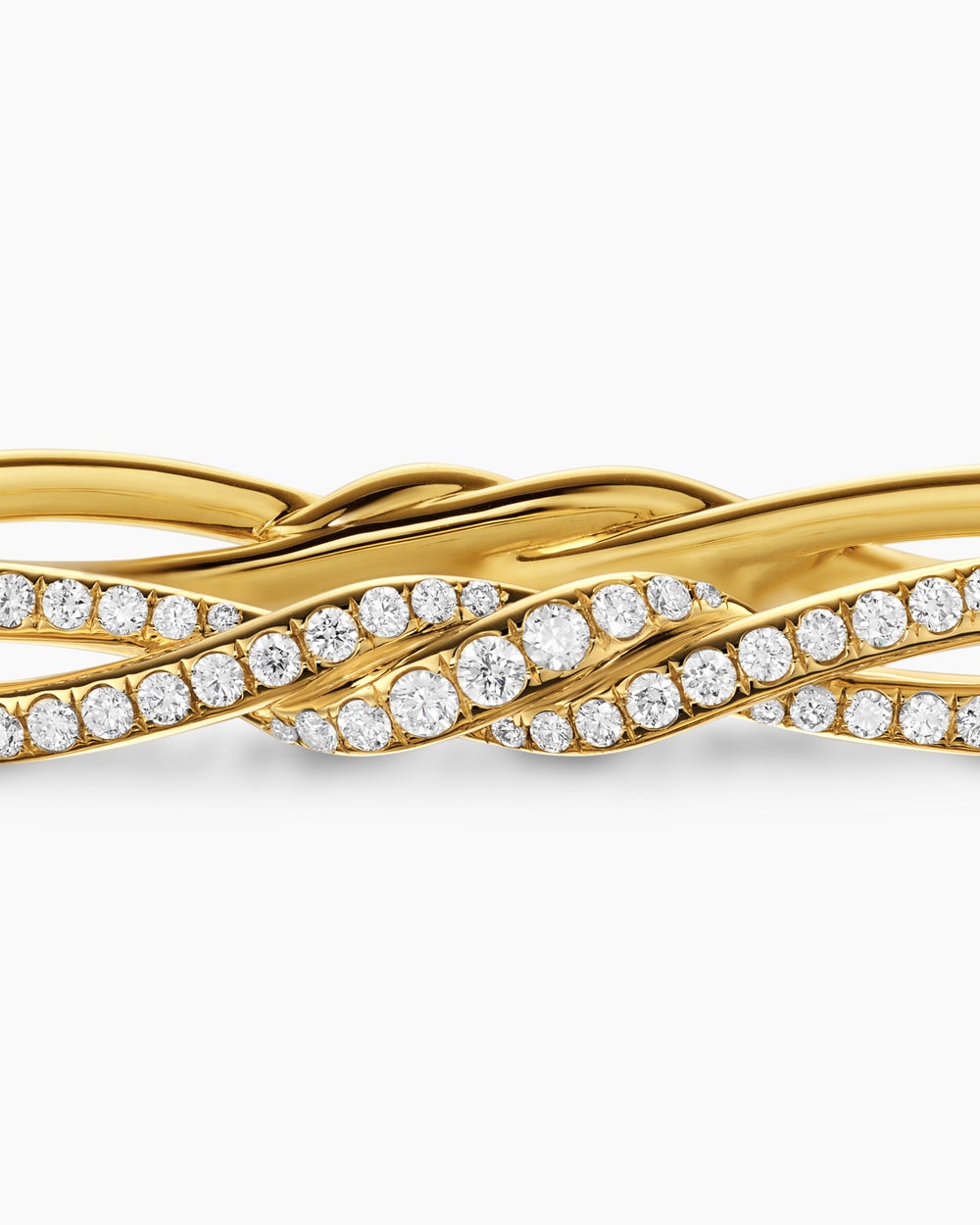 Womens Wisteria Bangle Bracelet in 18K Yellow Gold with Diamonds, 5.4mm