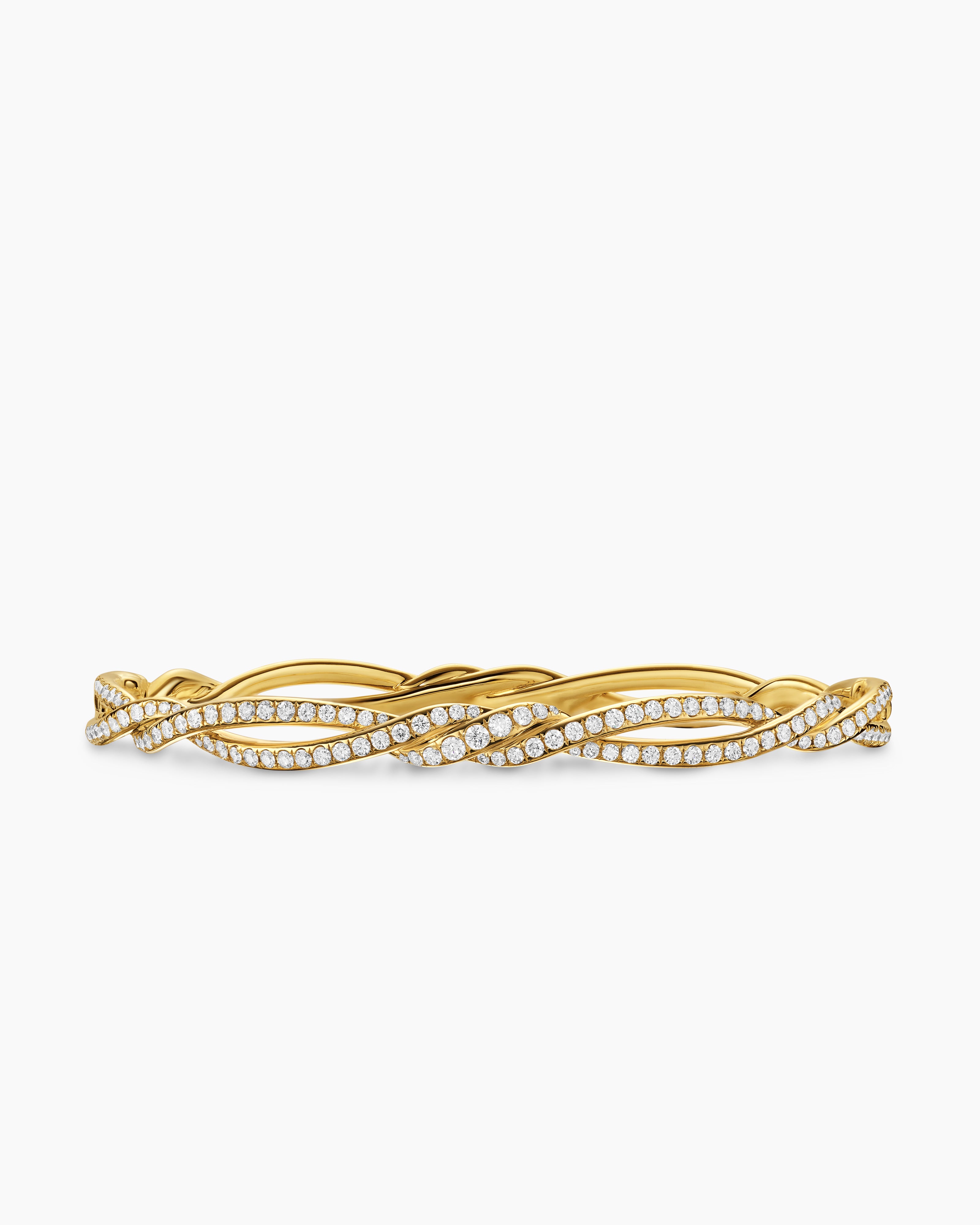 Womens Wisteria Bangle Bracelet in 18K Yellow Gold with Diamonds, 5.4mm