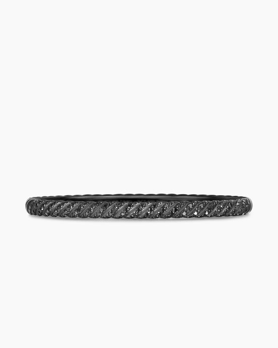 Bracelet jonc Sculpted Cable en titane noir avec diamants noirs, 4,6 mm