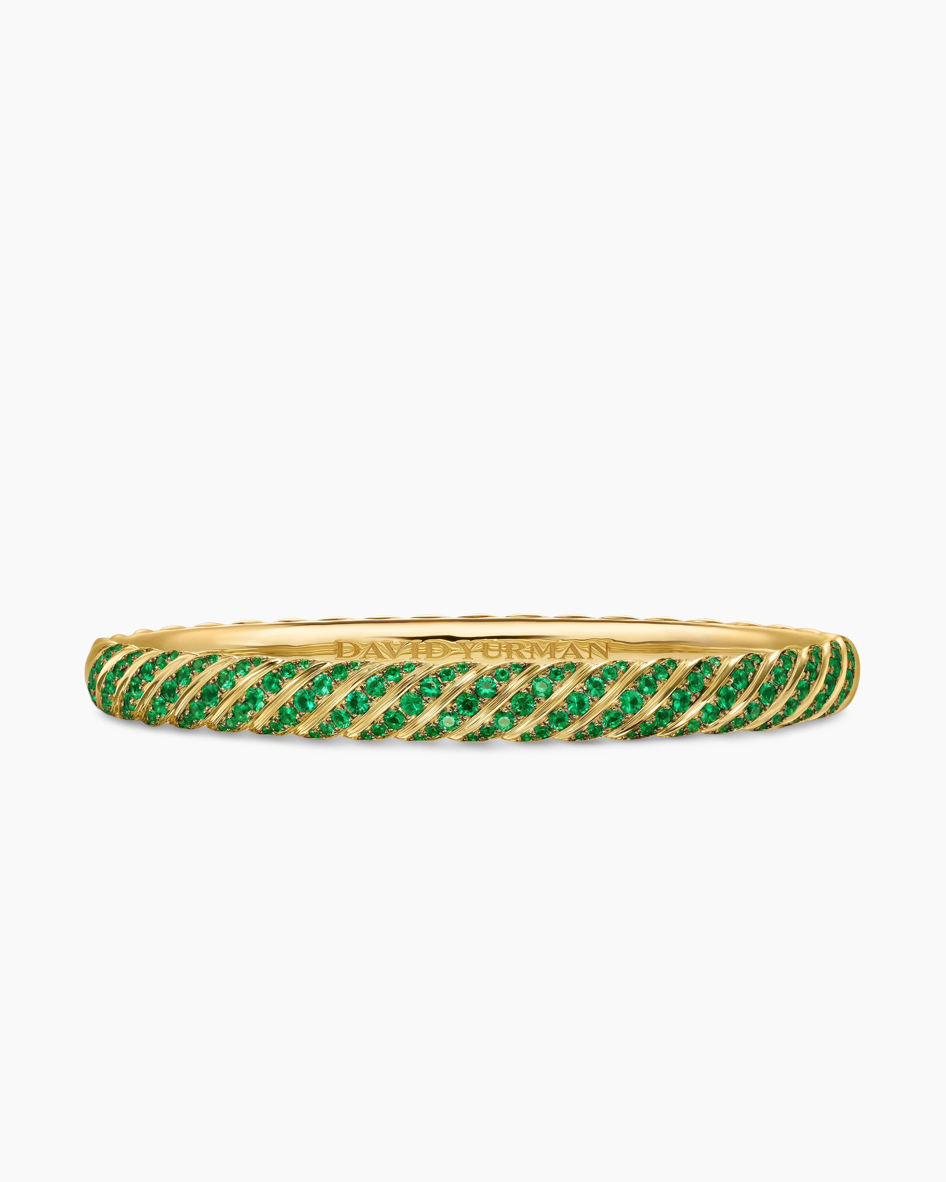 Womens Sculpted Cable Bangle Bracelet in 18K Yellow Gold, 6.2mm