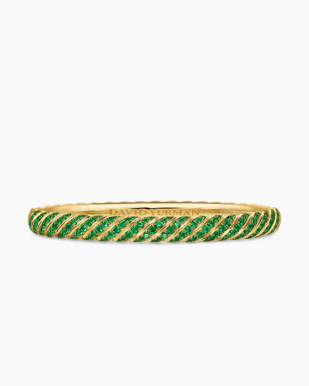 Womens Sculpted Cable Bangle Bracelet in 18K Yellow Gold, 6.2mm