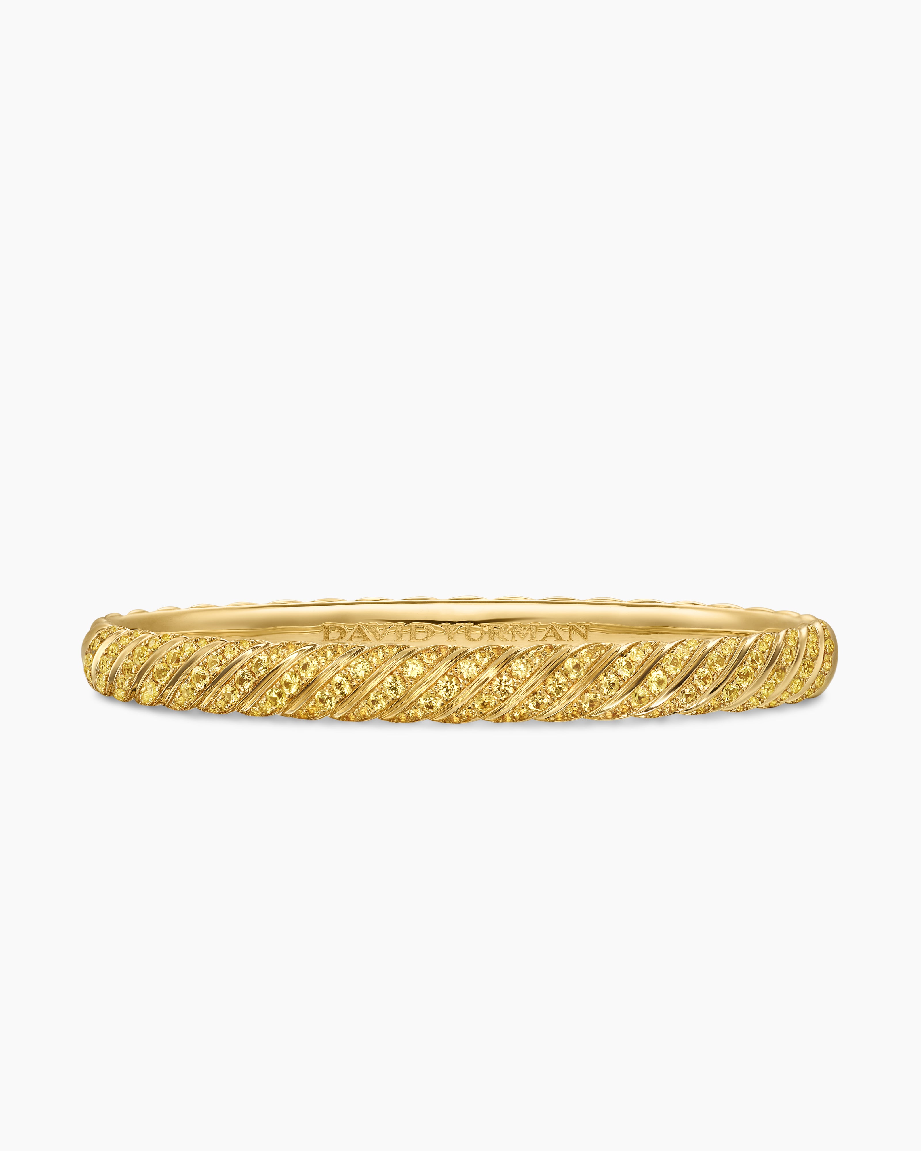 Womens Sculpted Cable Bangle Bracelet in 18K Yellow Gold, 6.2mm