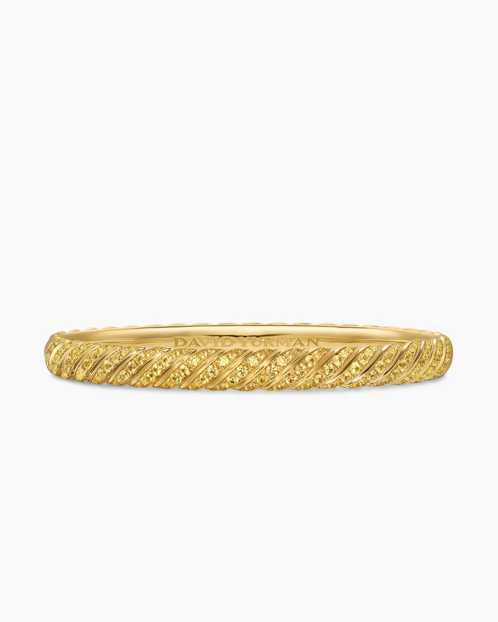 Womens Sculpted Cable Bangle Bracelet in 18K Yellow Gold, 6.2mm