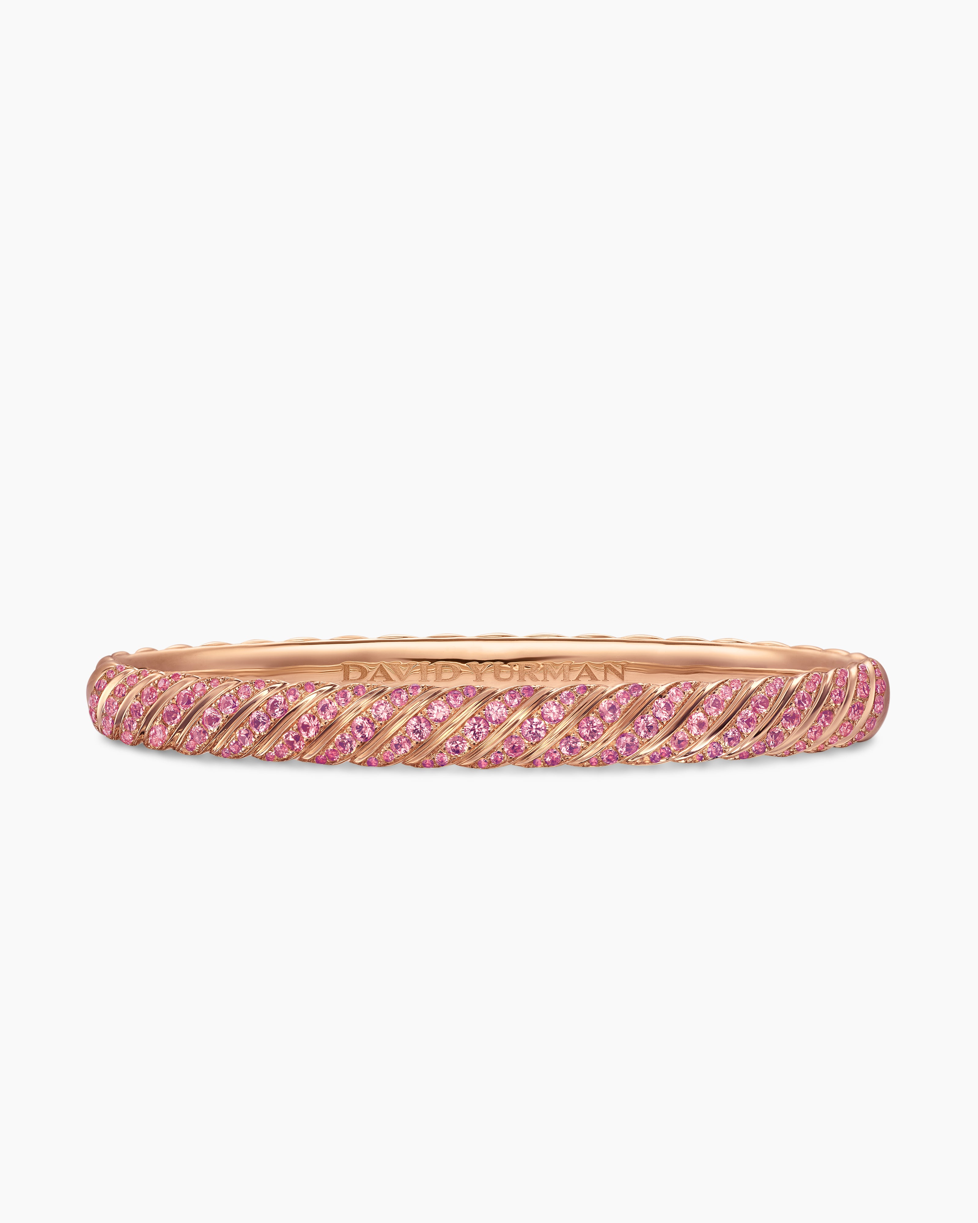 Womens Sculpted Cable Bangle Bracelet in 18K Rose Gold, 6.2mm