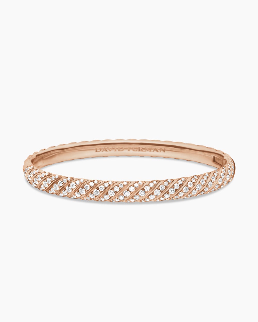 Bracelet jonc Sculpted Cable en or rose 18 carats avec pavé de diamants, 6,2 mm femmes