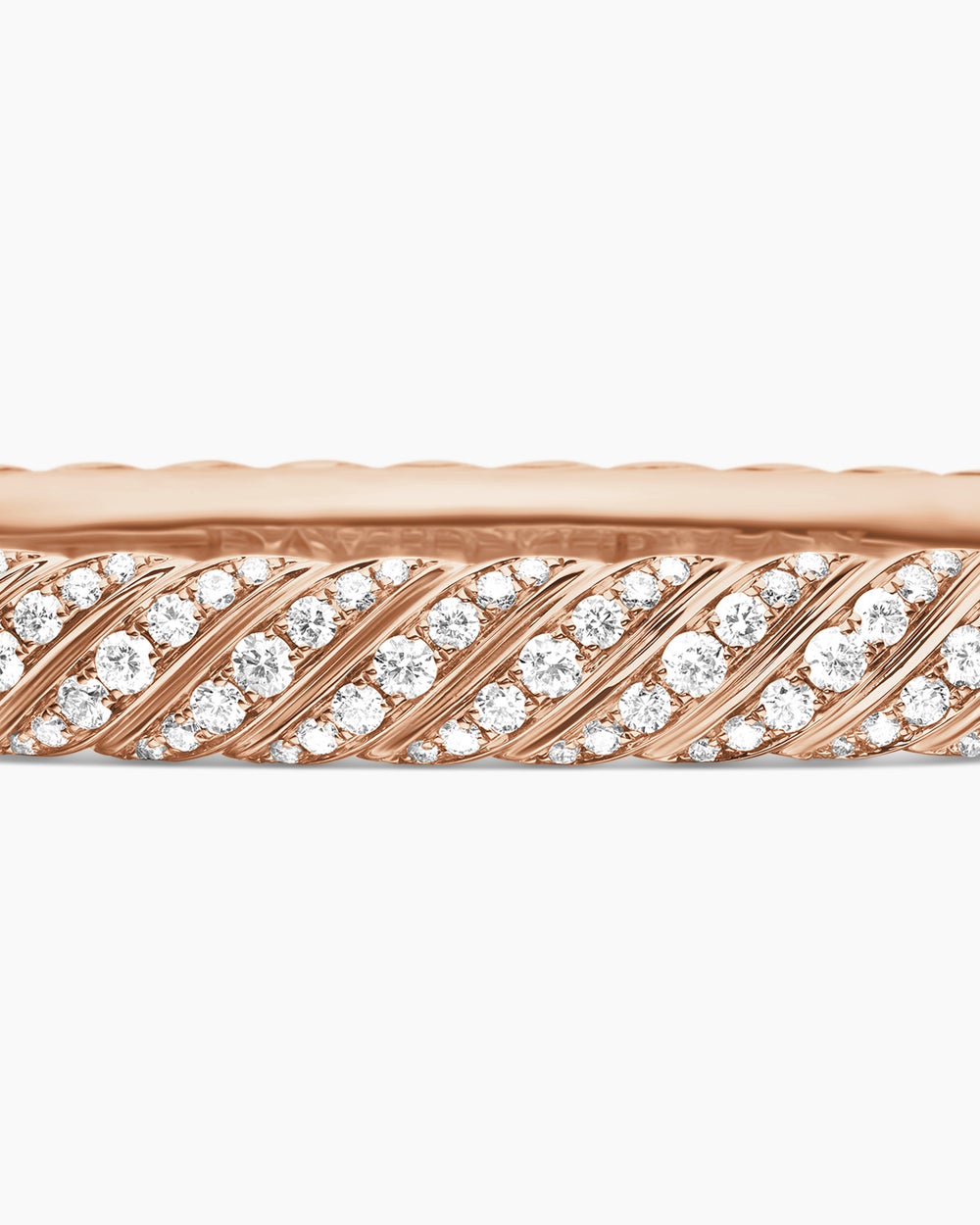 Bracelet jonc Sculpted Cable en or rose 18 carats avec pavé de diamants, 6,2 mm femmes