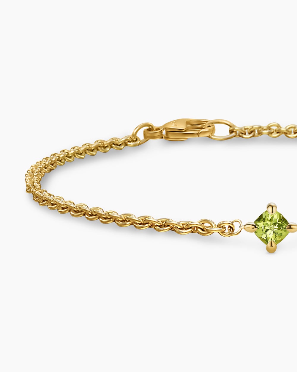 Womens Micro Chatelaine® Chain Bracelet in 18K Yellow Gold with Peridot, 4mm