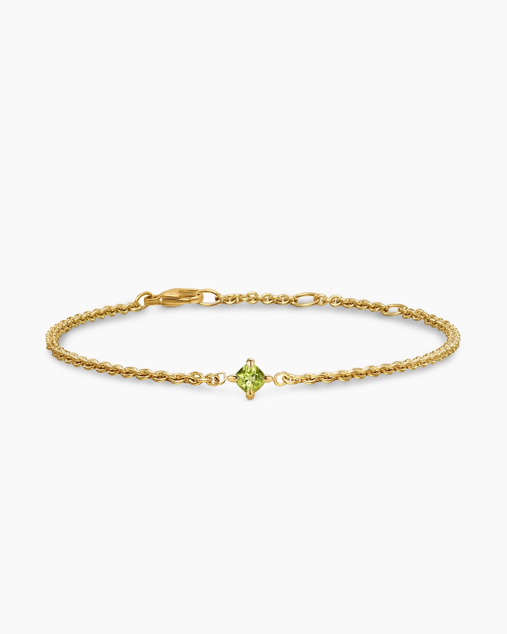Womens Micro Chatelaine® Chain Bracelet in 18K Yellow Gold with Peridot, 4mm
