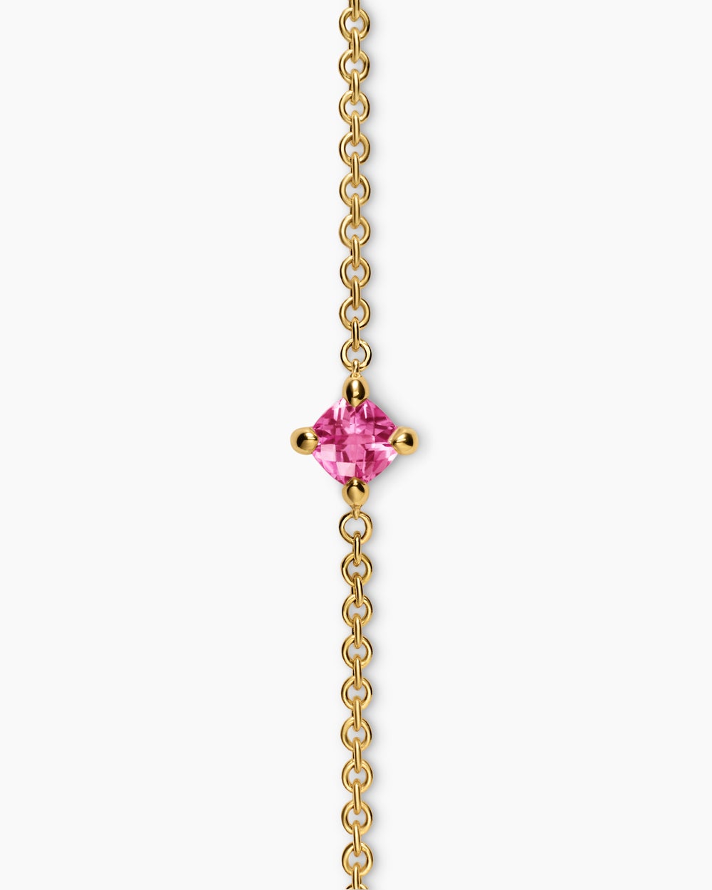 Womens Micro Chatelaine® Chain Bracelet in 18K Yellow Gold with Pink Tourmaline, 4mm