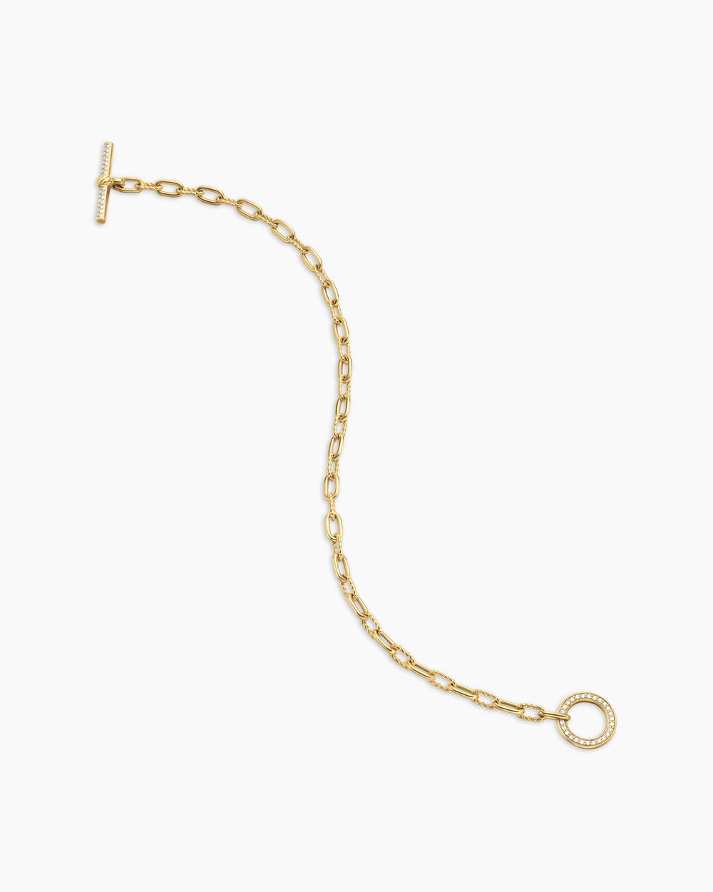 Bracelet chaîne à fermoir en T et à pavé DY Madison en or jaune 18 carats avec diamants, 3 mm femmes