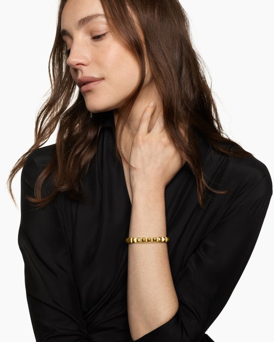 Pyramid Cuff Bracelet in 18K Yellow Gold, 8mm